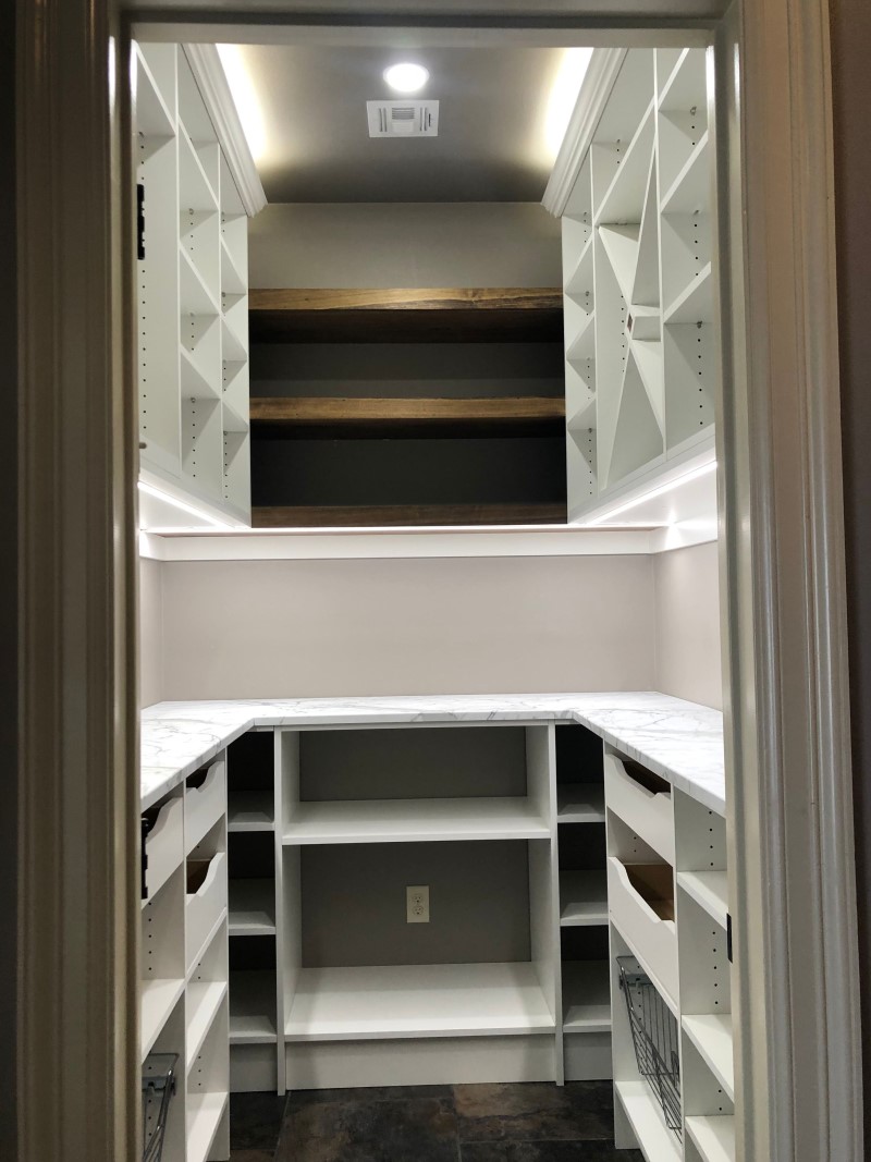 Custom Pantry_West Monroe La_Custom countertop_Floating shelf Floating shelf