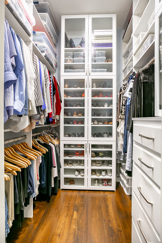 Custom shoe cabinets_Custom Walk-In Closet_White Closet_Shoe Storage Custom Shoe Cabinets
